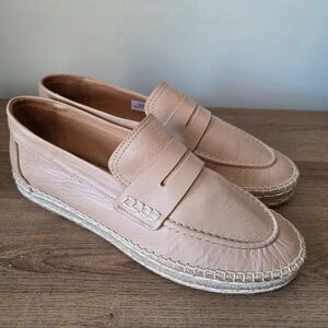 EUC WORN ONCE PATRICIA GREEN GENUINE LEATHER ESPADRILLE LOAFERS SIZE 10 WMNS